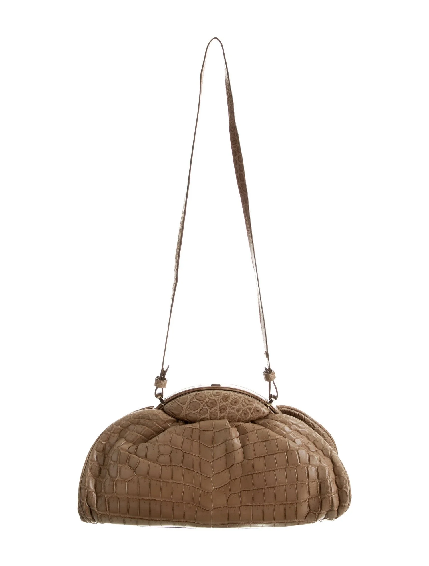 Akris Amata Bag in Beige Crocodile Leather