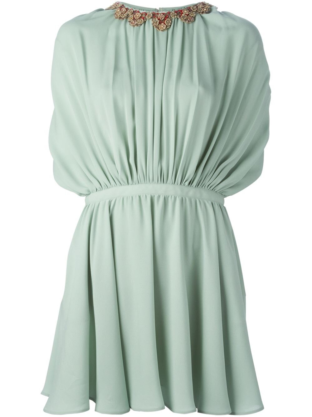 Valentino Silk Dress with Embellished Collar in Mint Green.jpg