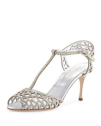 Sergio Rossi Tresor T-Strap Sandals in Silver.jpg