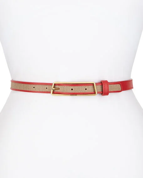 Akris Leather & Horsehair Belt in Cordage/Tan