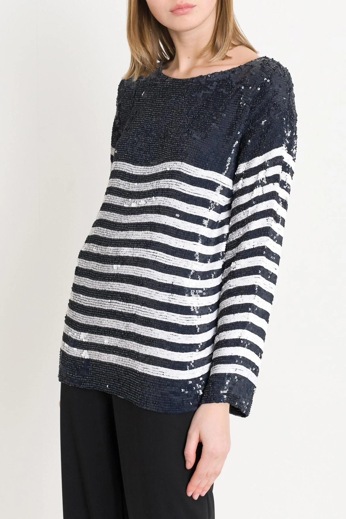 P.A.R.O.S.H Sequined Blouse with Striped Motif