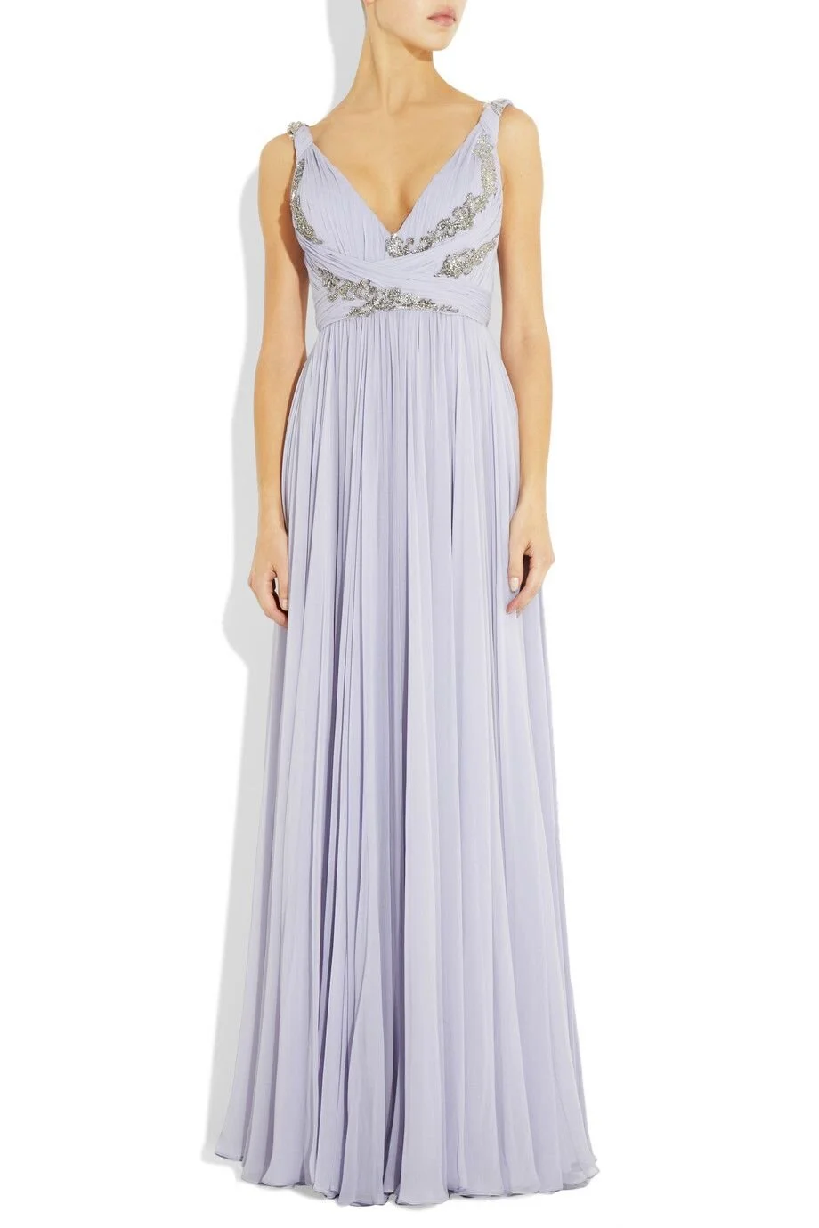 Marchesa appliqué silk-chiffon gown