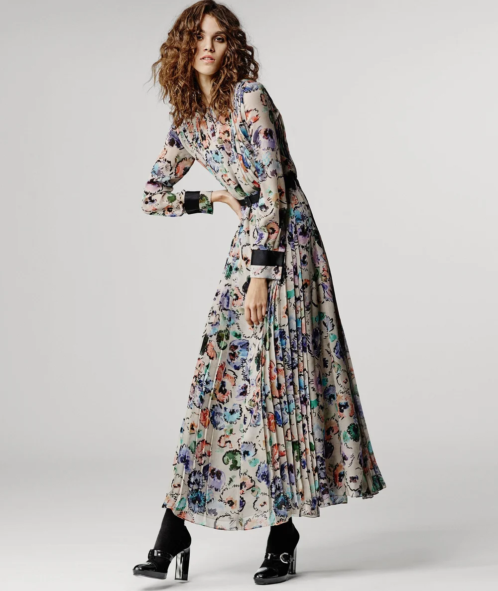 armani silk chiffon dress with delicate floral print Giorgio Armani Women's Floral One-Shoulder Sleeveless dress - Solid Black