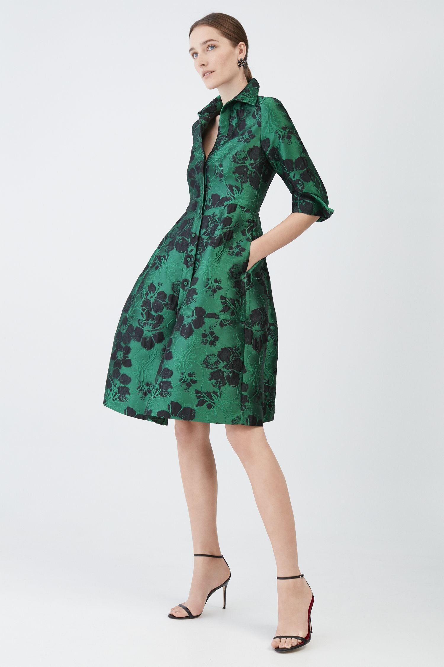 Carolina Herrera Brocade Shirt Dress ...