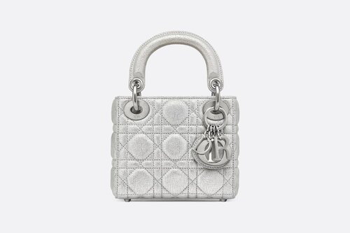 Meaningful driver singer Christian Dior Lady Dior Nano Bag in Metallic Silver-Tone Cannage Lambskin  — UFO No More