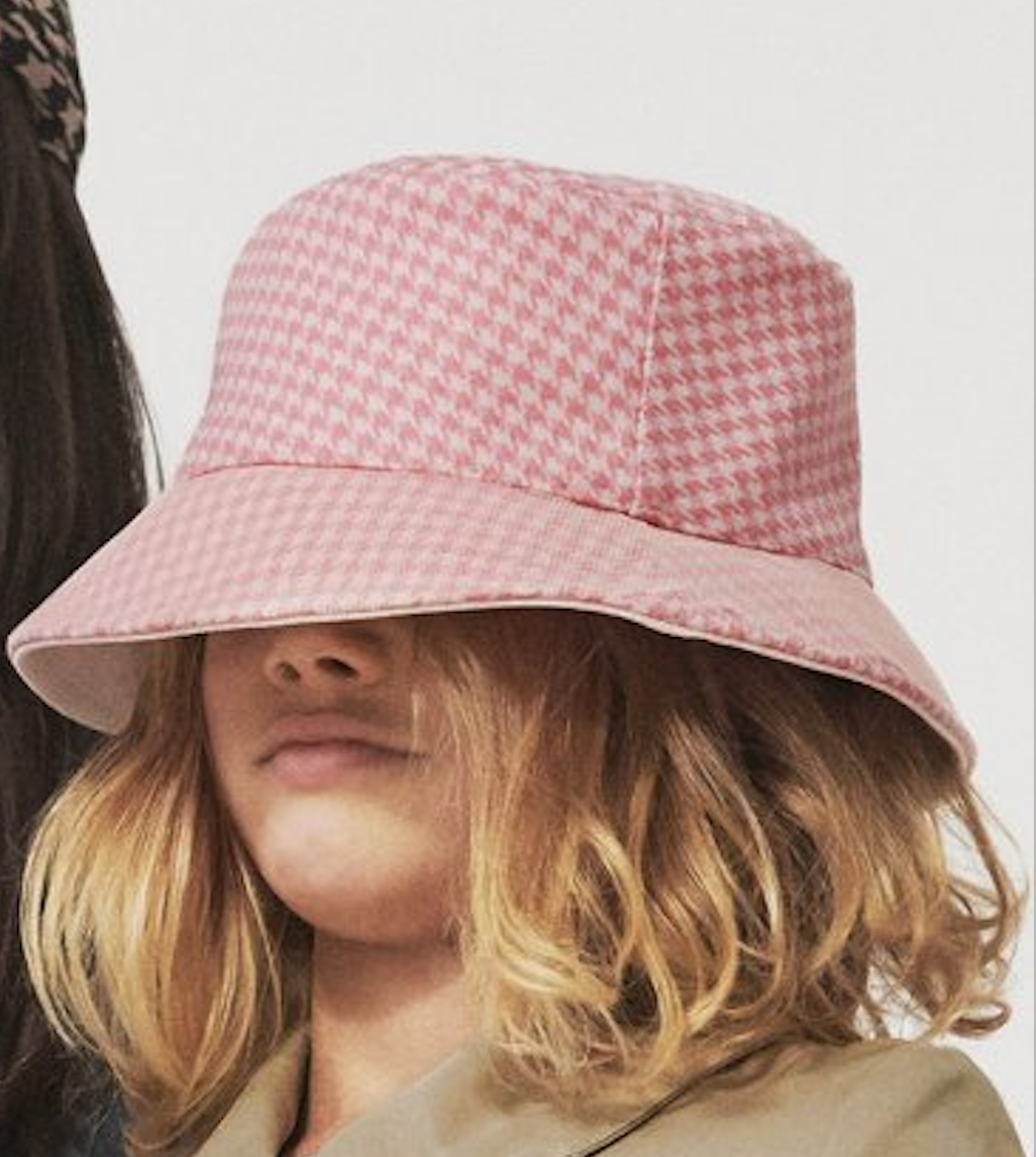 Baby Dior Bucket Hat in Rosewood Houndstooth