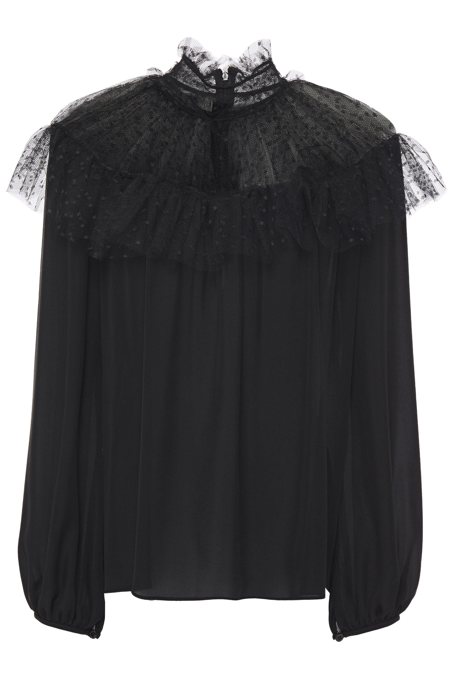 Giambattista Valli Point D'esprit-Paneled Silk Blouse in Black.jpg