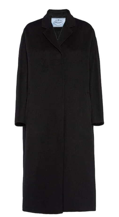 Prada Single-breasted Cashgora Overcoat in Black