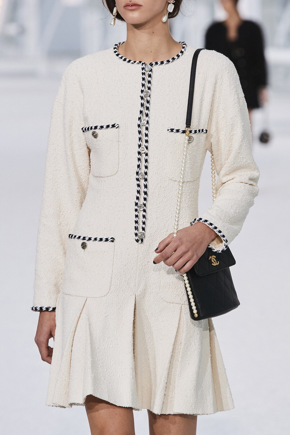 Chanel Long-Sleeve Wool Dress with Contrast Trim.jpg