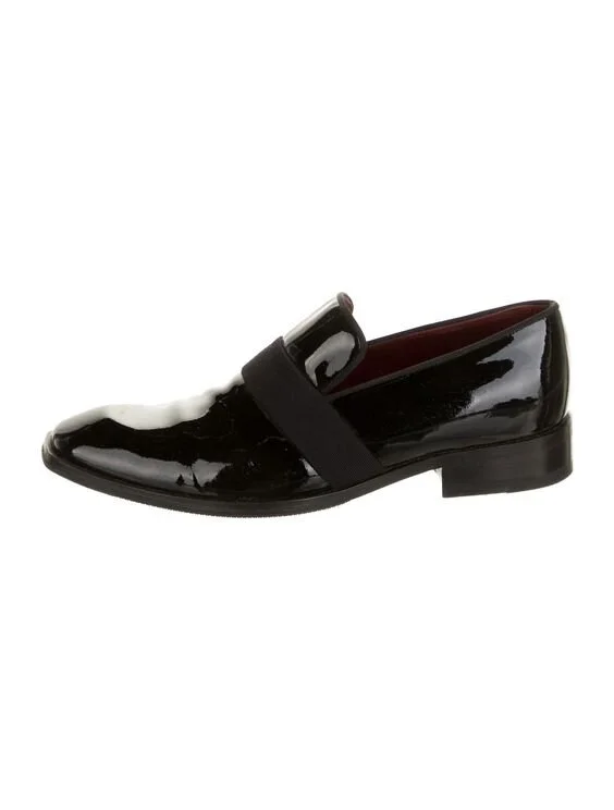 Céline Patent Leather Loafers with Contrast Band in Black