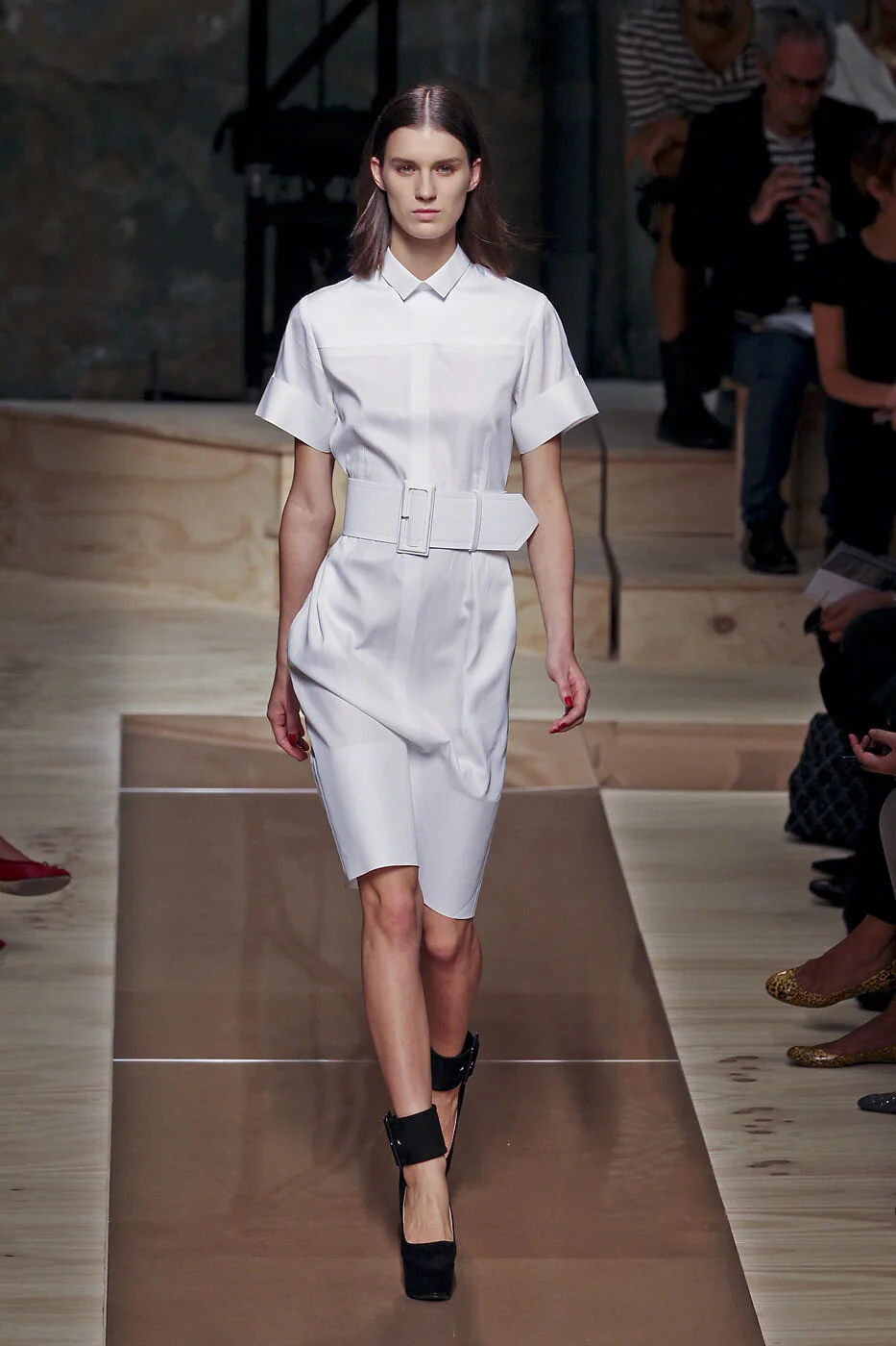 Céline Sleeveless Belted Dress in White