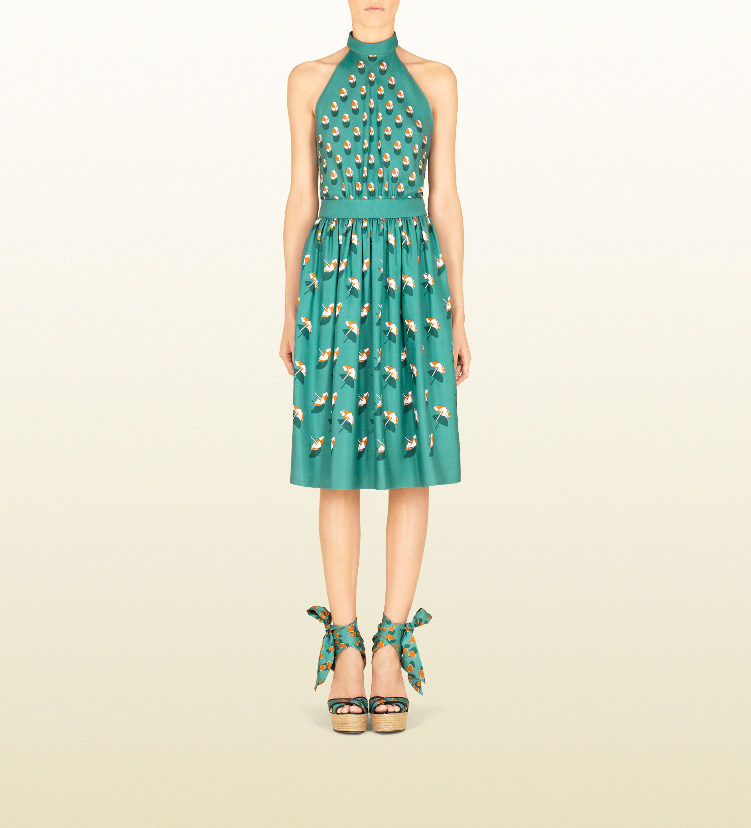 Gucci Beach Ball Print Silk Halter Dress.jpg