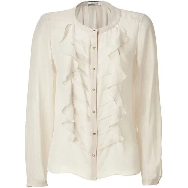 By Malene Birger Brisa Ruffled Silk Blouse in Cream