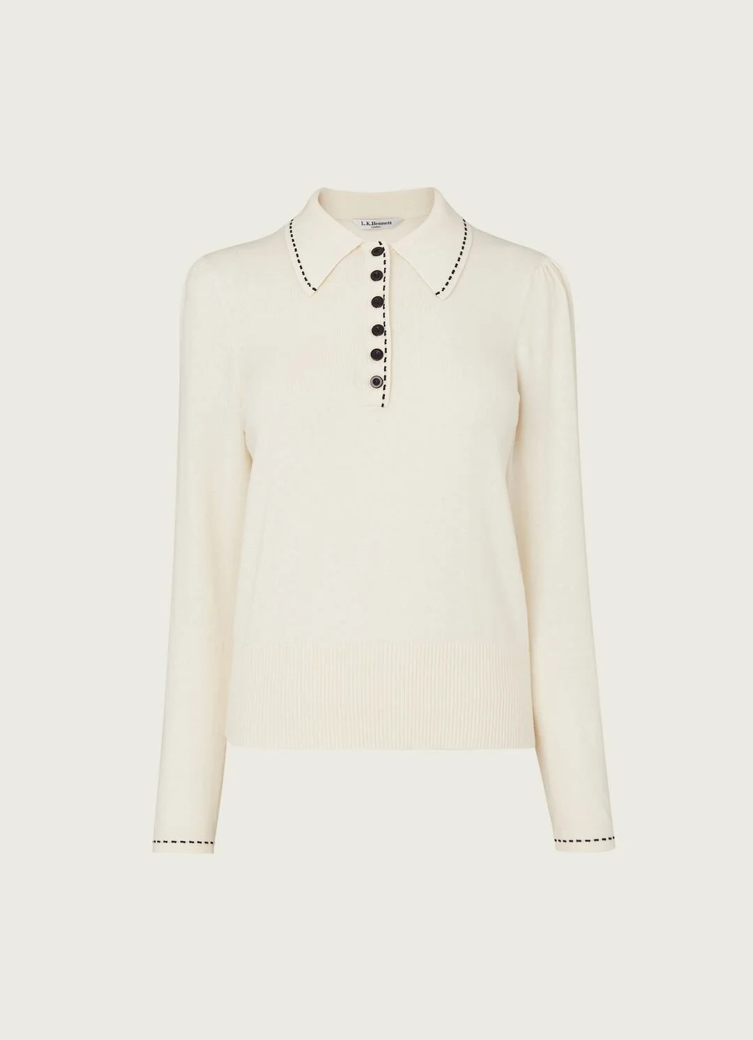 LK Bennett Liv Collared Jumper in Cream