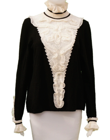 Chanel High-Neck Knit Top with Lace Ruffle Trim.png