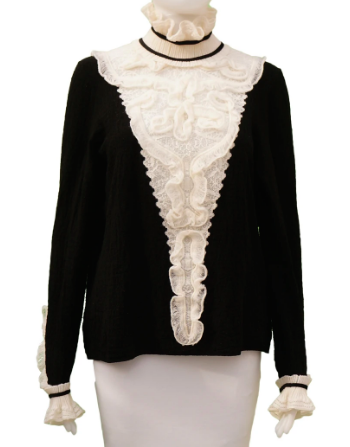 Chanel High-Neck Knit Top with Lace Ruffle Trim — UFO No More