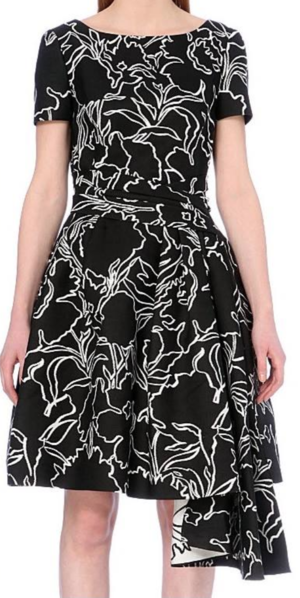 Oscar de la Renta Asymmetric Cotton and Silk-Blend Dress