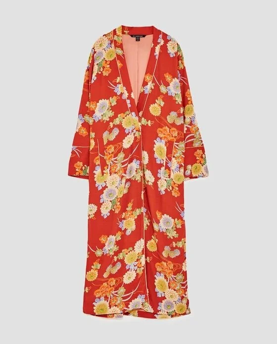 Zara Floral Print Kimono with Button