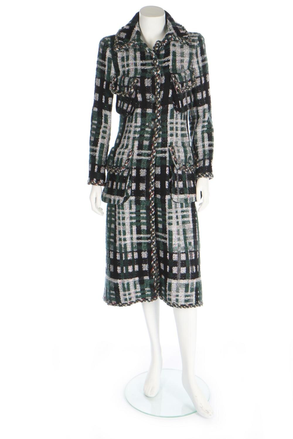 Chanel Long Check Wool Tweed Coat.jpg