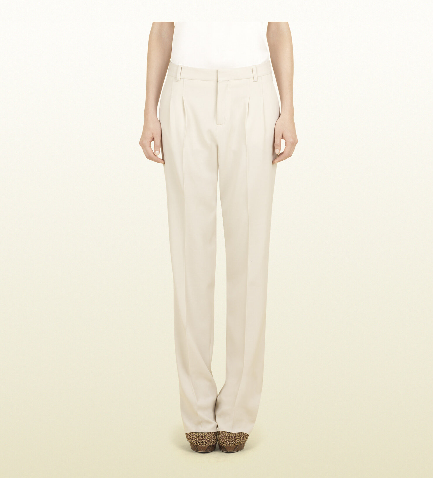 Gucci Clay Fine Tricotine Dart Pants in White.jpg