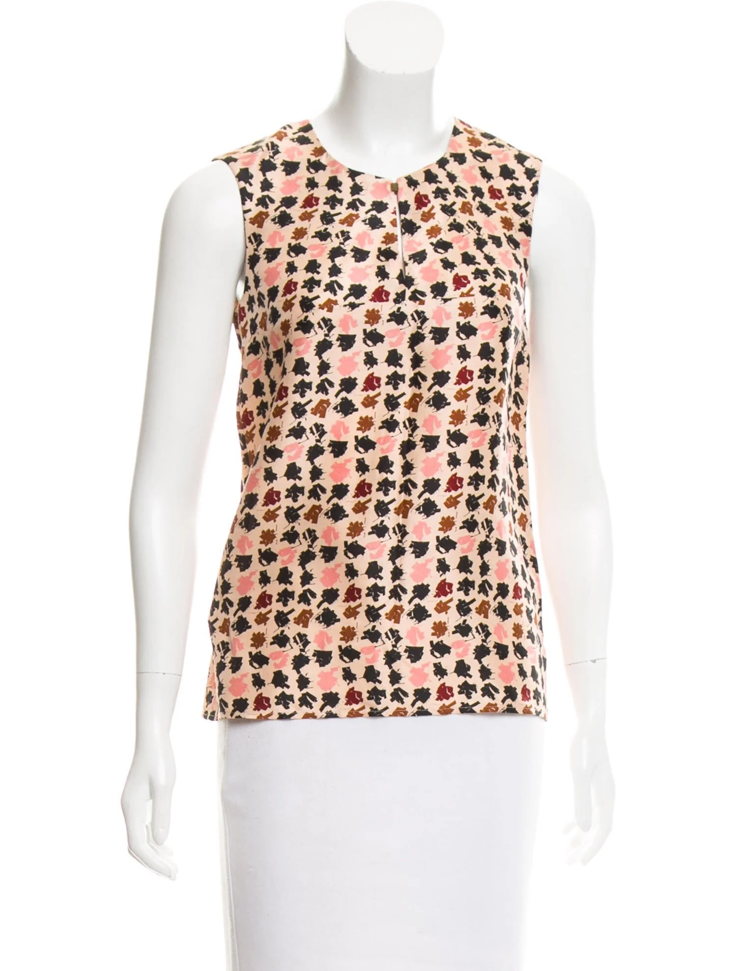 Hugo Boss Sleeveless Printed Silk Top