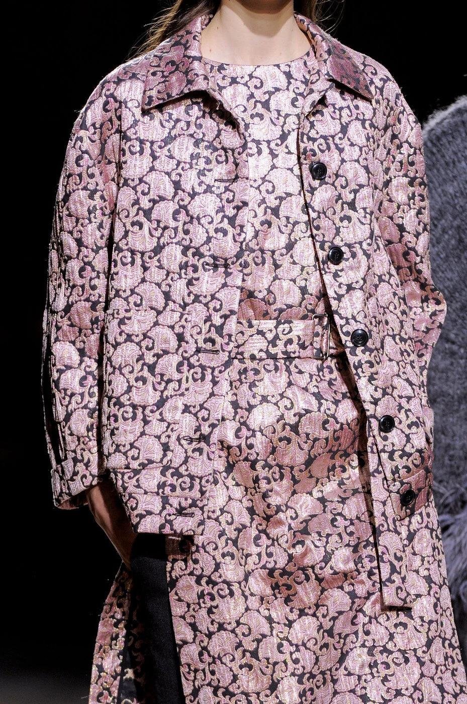 Dries Van Noten Baroque-Print Jacquard Jacket in Pink