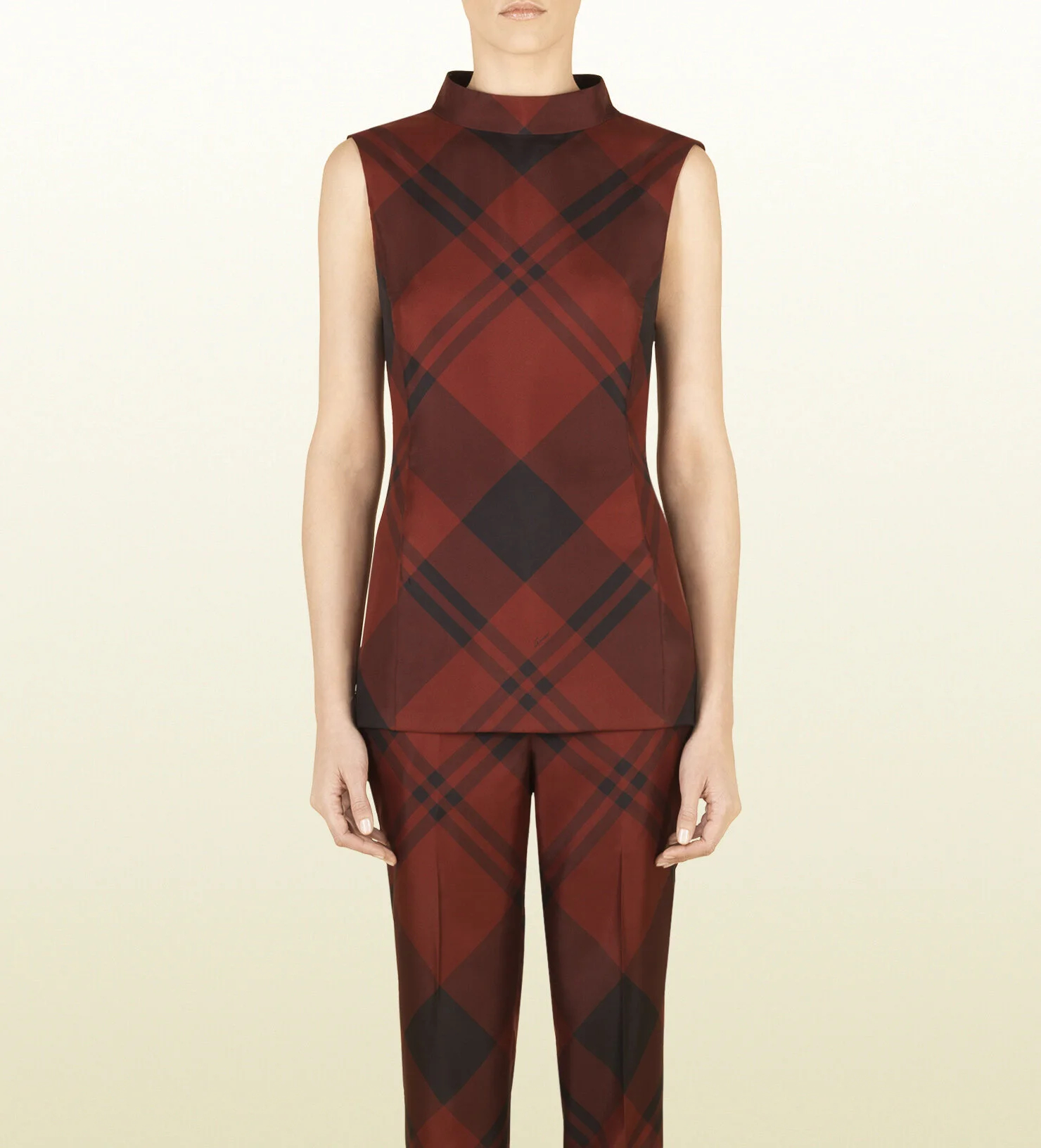 Gucci Check Print Silk Sleeveless Top.jpg
