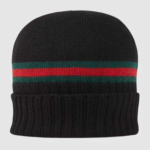 Gucci Wool Knit Hat with Web