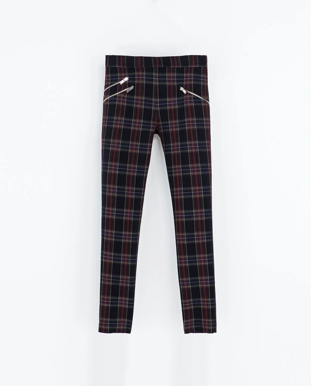 Zara Checkered Skinny Trousers with Zips