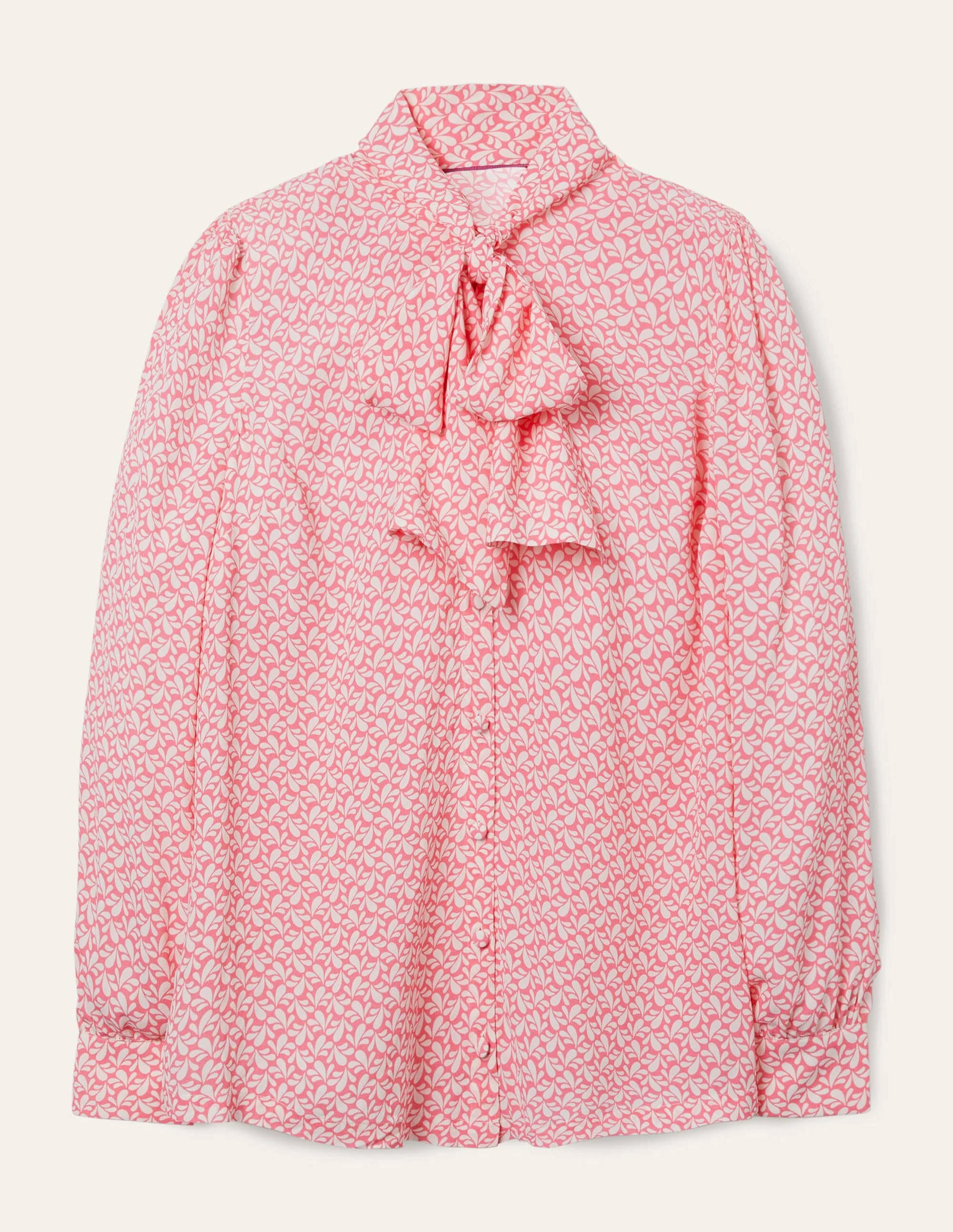 Boden Dora Tie Neck Blouse in Azalea Splash