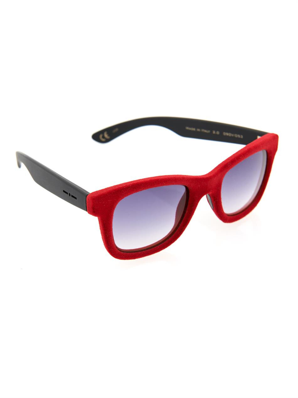 Italia Independent I-V Velvet Square-Framed Sunglasses in Red:White.jpg