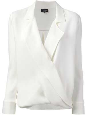 Giorgio Armani Silk Wrap Blouse in White — UFO No More