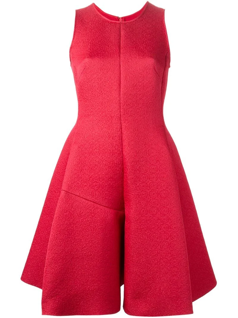 Emporio Armani Flared Structured Dress in Red