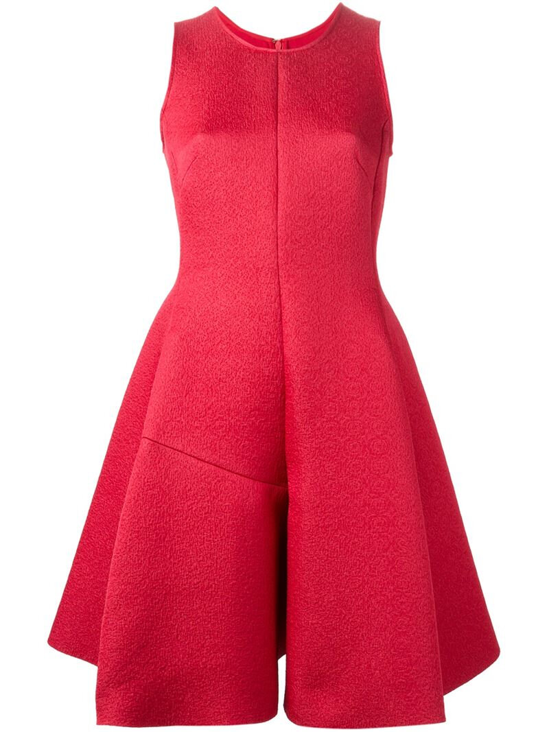 Emporio Armani Flared Structured Dress in Red.jpg