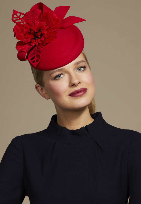 Juliette Botterill Poppy Percher Hat in Red.jpg