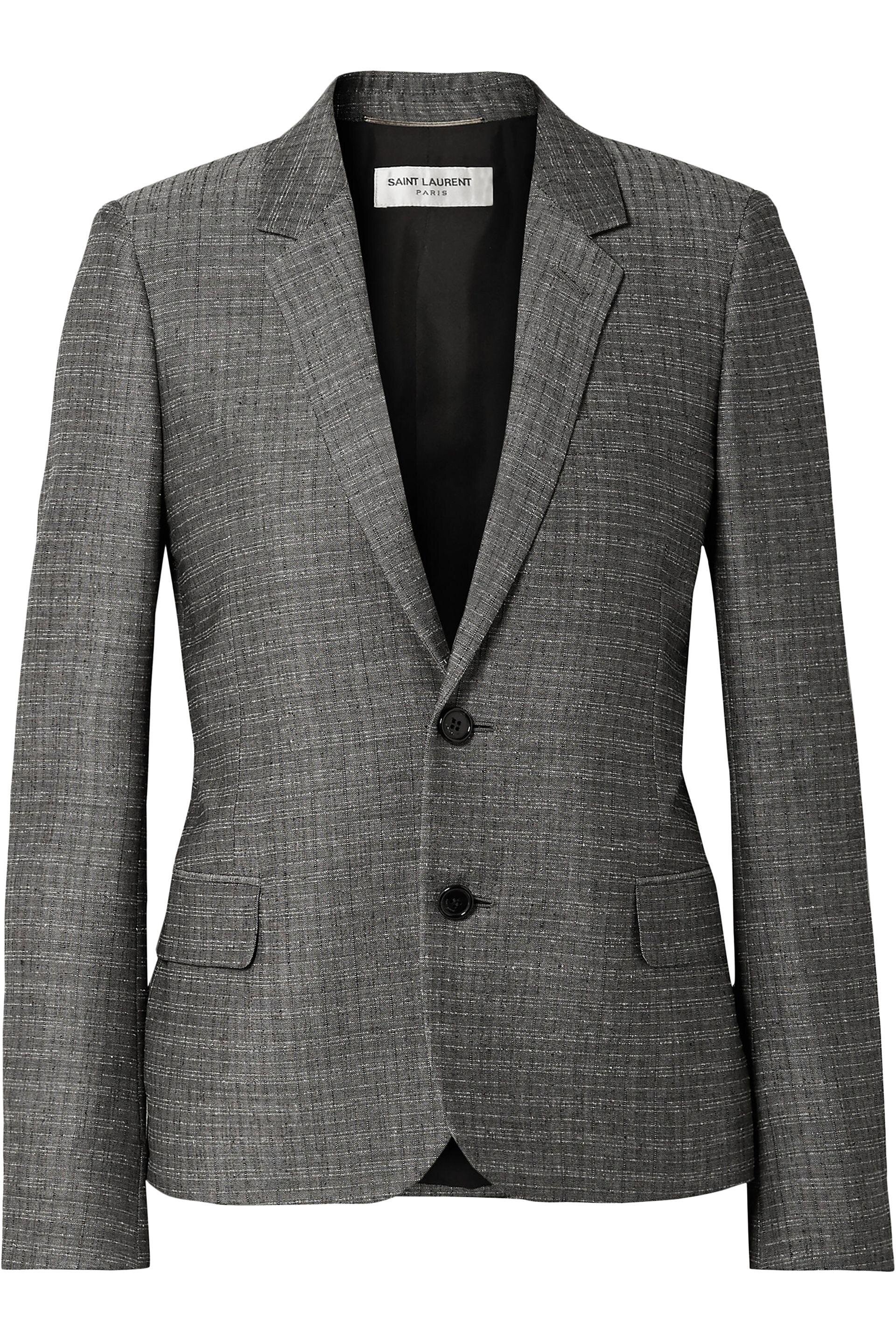 Saint Laurent Anthracite Prince Of Wales Checked Wool Blazer.jpg