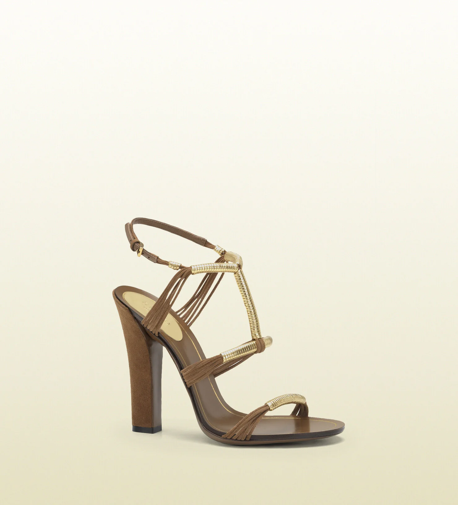 Gucci Anita High-Heel Sandals in Gold/Brown
