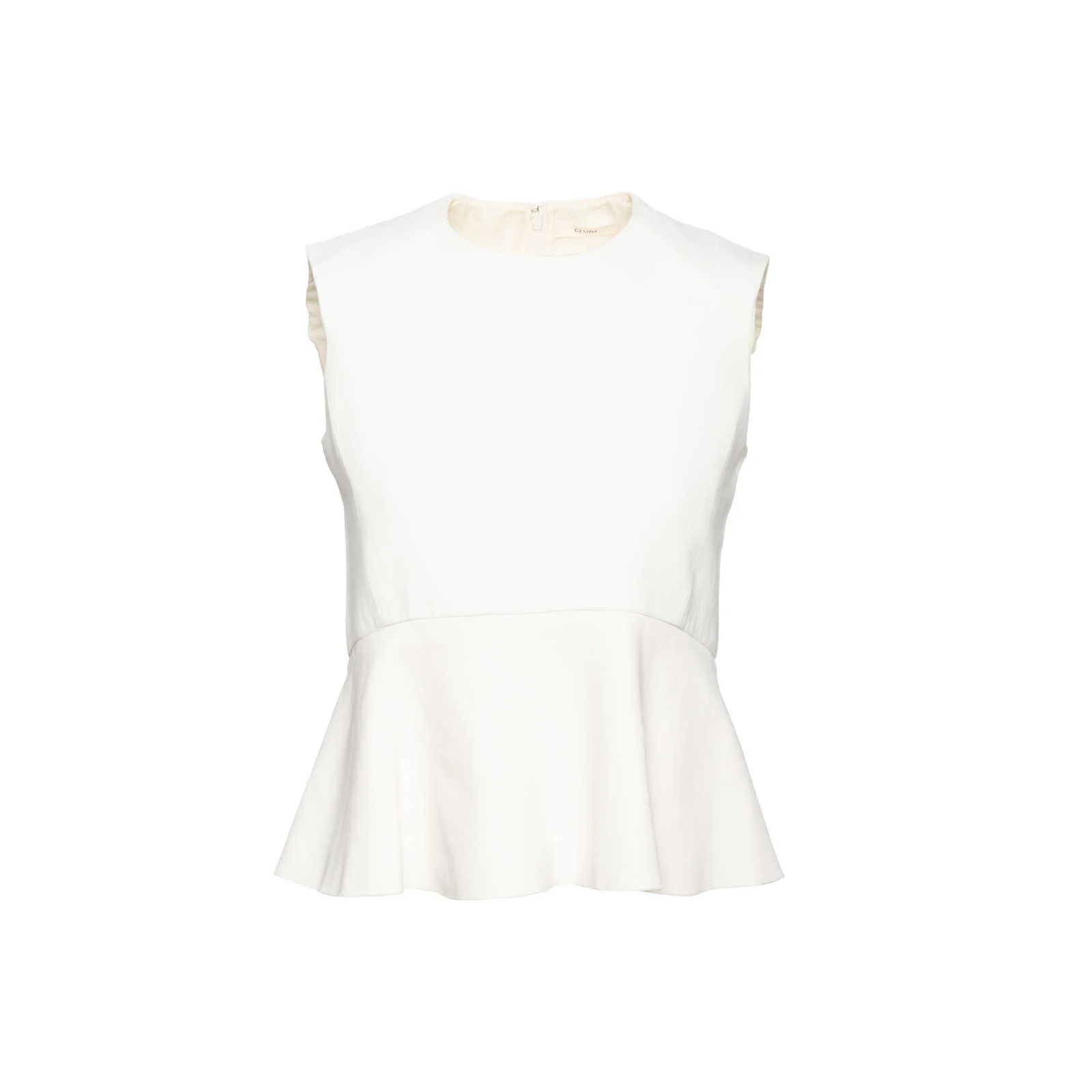 Céline Sleeveless Peplum Top in White