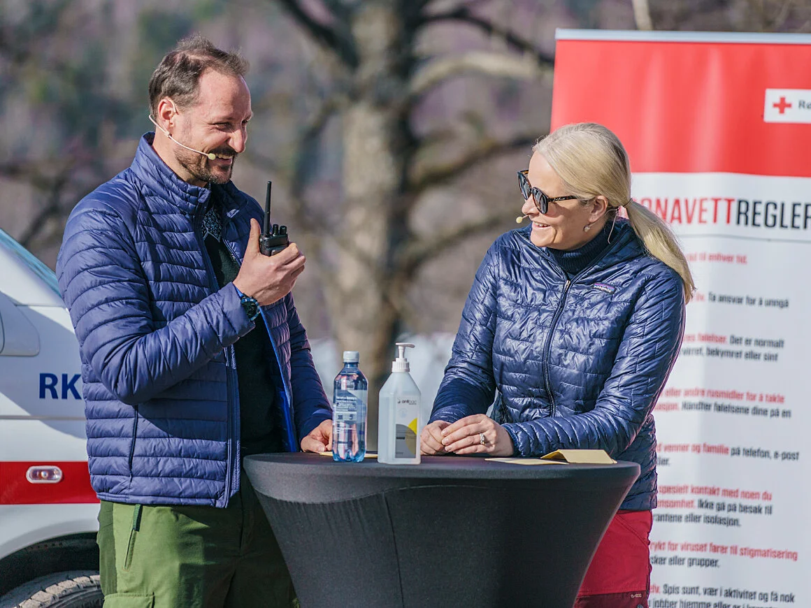 Crown Prince Haakon and Crown Princess Mette-Marit attend the opening of the Red Cross' Easter preparedness