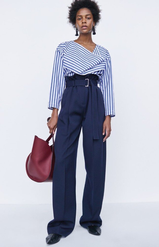 Céline High-Waisted Belted Trousers in Navy — UFO No More