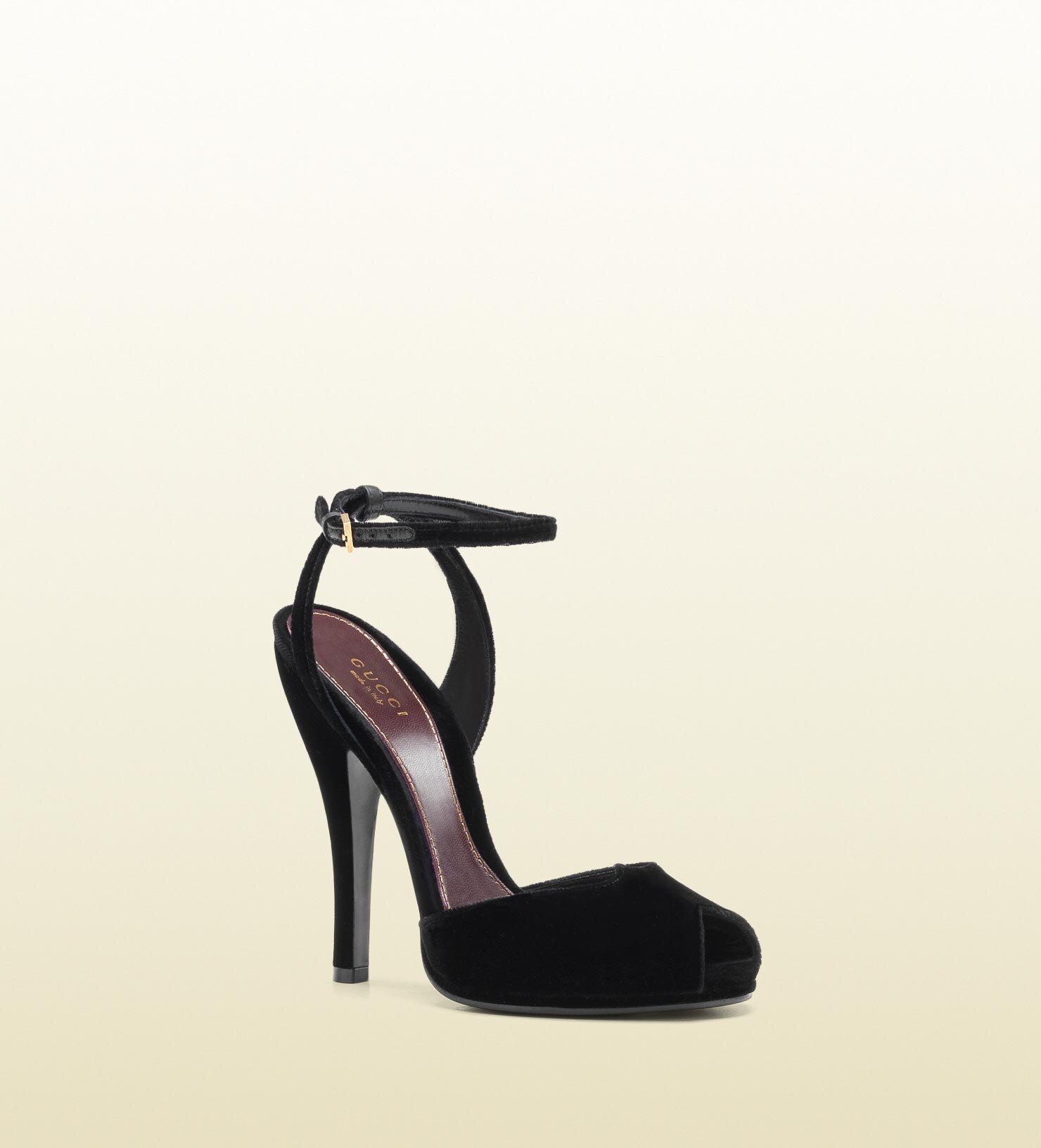 Gucci Rose Open-Toe High Heel Velvet Sandals in Black.jpg