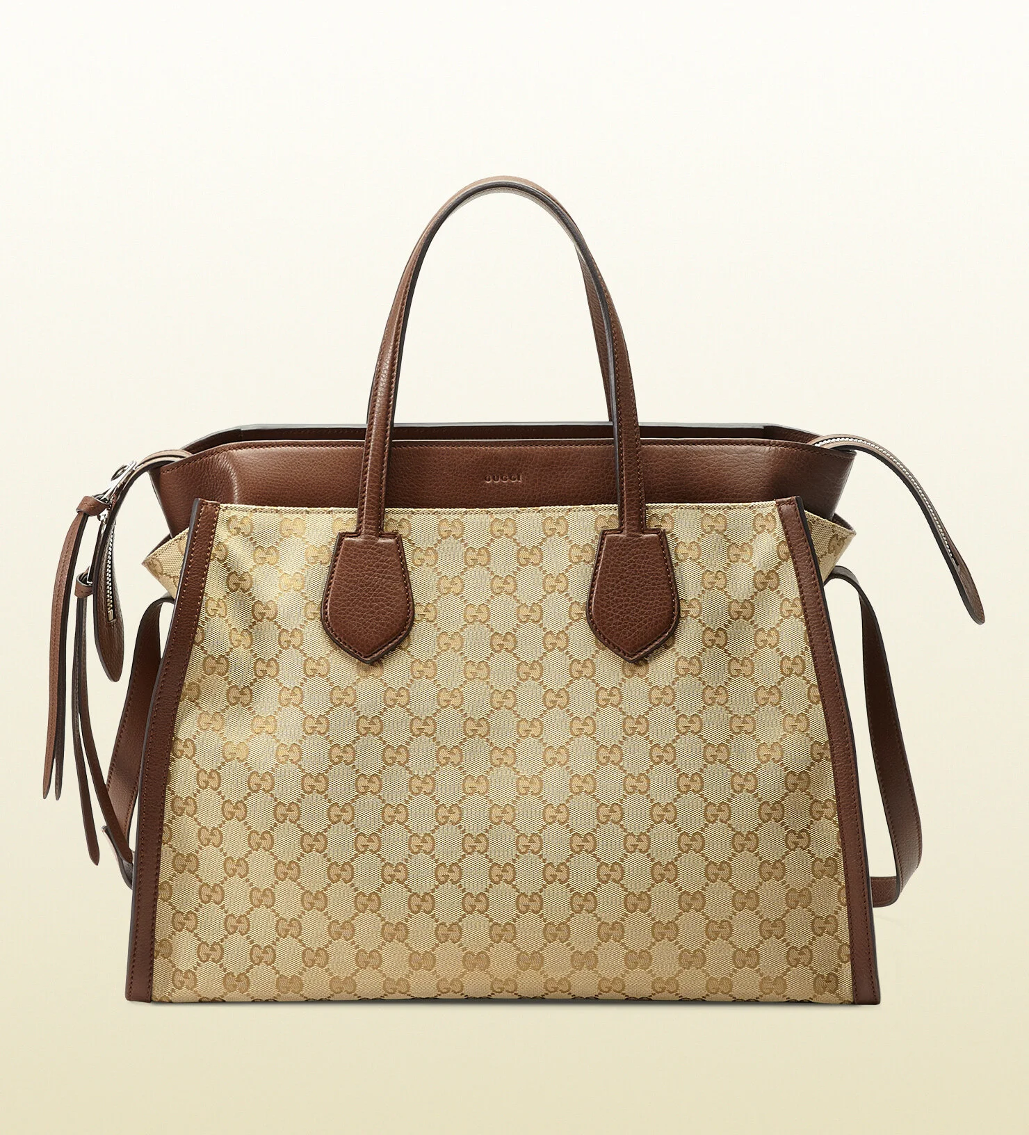 Gucci Ramble Layered Tote in Brown GG Canvas