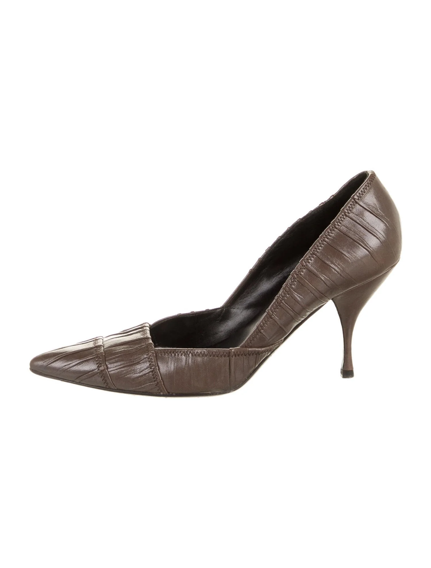 Prada Pleat Detail Pumps in Black Leather