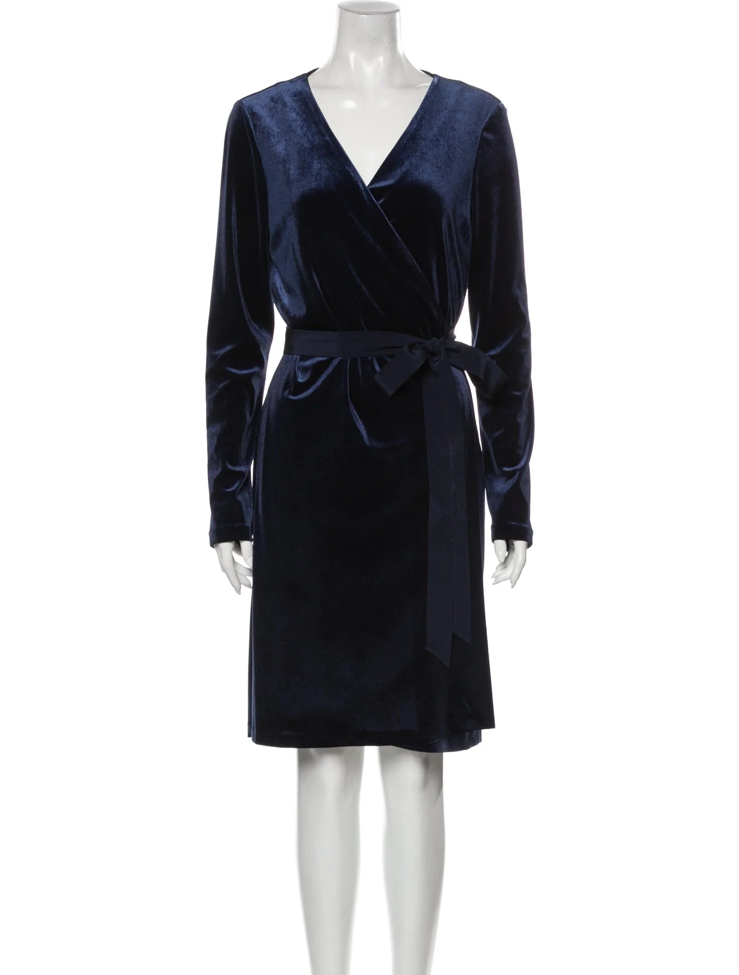 Diane von Furstenberg Velvet Wrap Dress in Blue