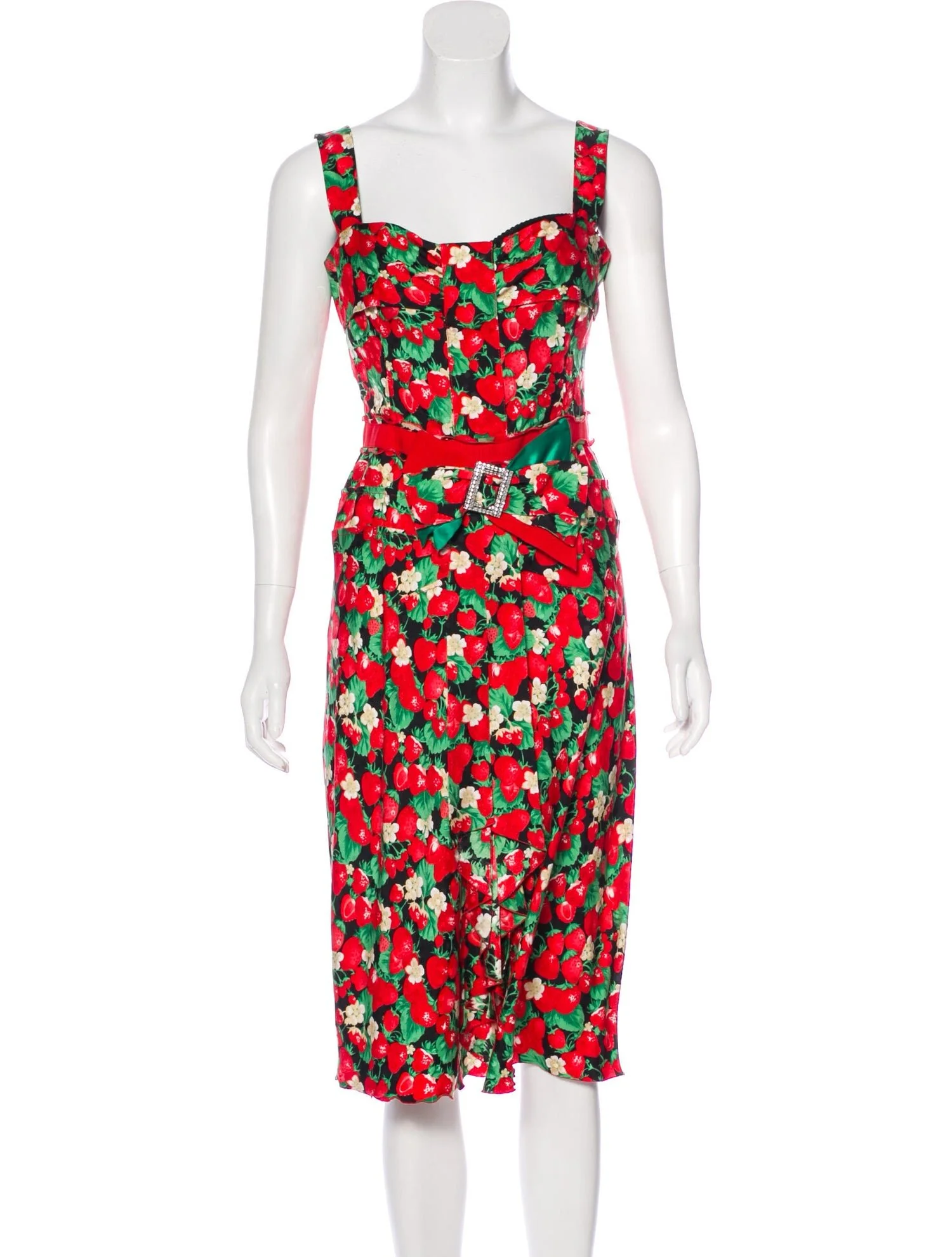 Dolce &amp; Gabbana Strawberry Print Silk Dress