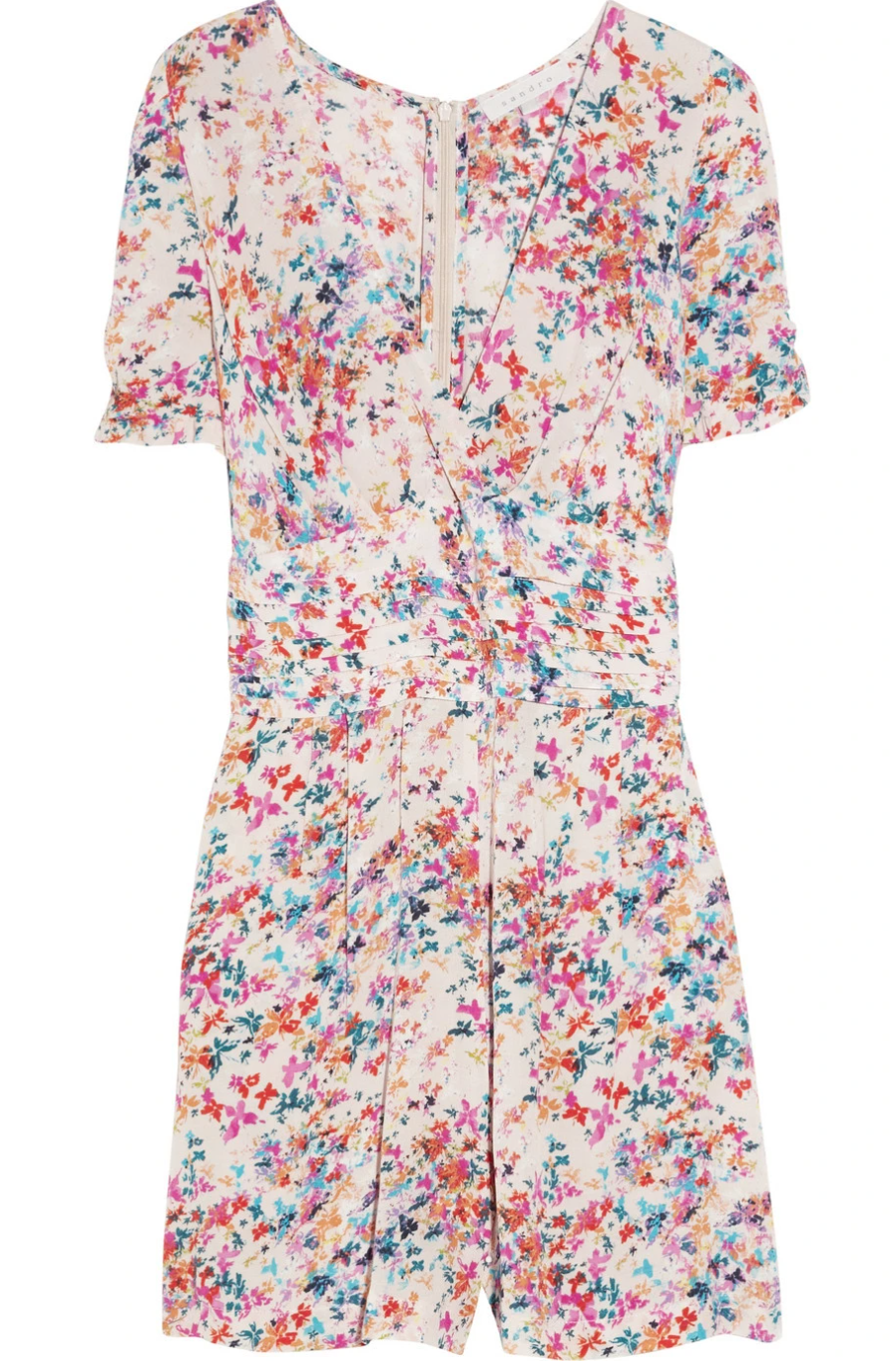 Sandro Pirouette Floral-Print Chiffon Playsuit