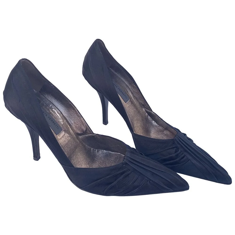 Alberta Ferretti Draped Satin Pumps in Pink