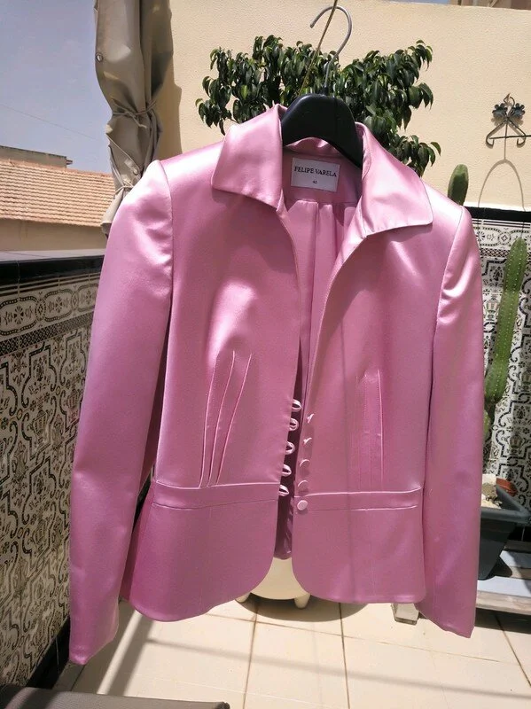 Felipe Varela Seams Detail Blazer in Pink 