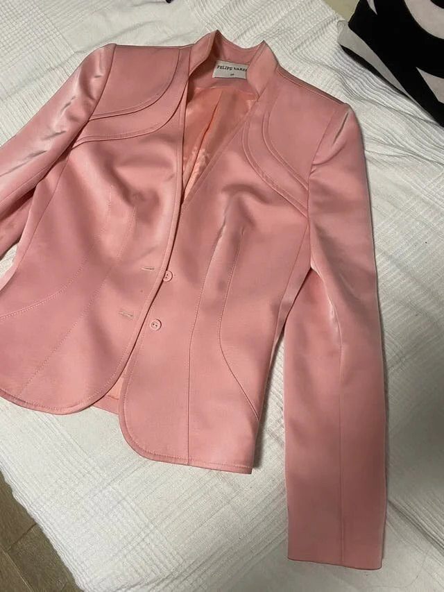 Felipe Varela Stand Collar Blazer in Pink