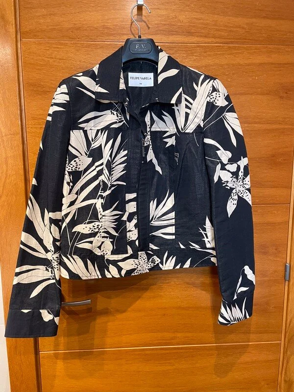Felipe Varela Floral Print Jacket in Black